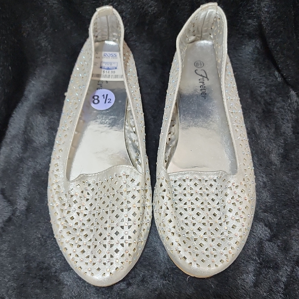 Forever Shimmering Silver Loafers 8.5